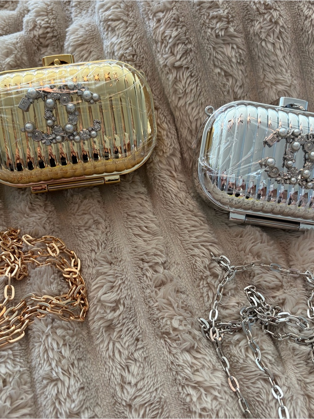 Gold Mini Crystal-Embellished Evening Crossbody